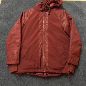 GapFit Jacket Womens XS Red Camo Hooded Windbreaker Water Resistant Full Zip